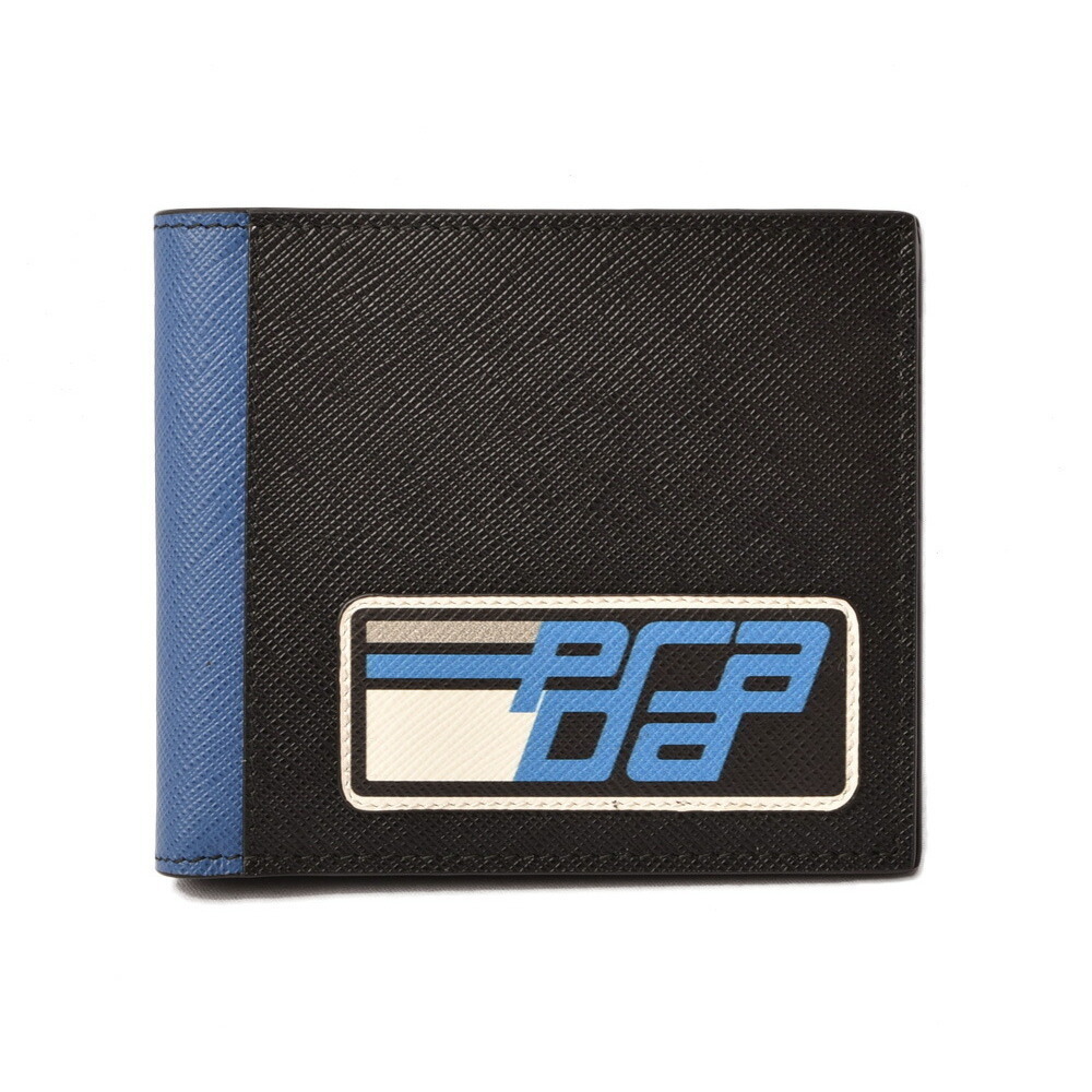 Prada Folding Wallet Patchwork Black Azzurro - image 1